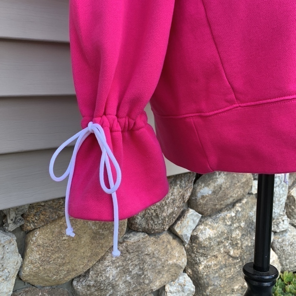 Nwot Adidas Bellista Oversized Sweatshirt W/ Tie Cuffs - Hot Pink - Picture 4 of 15